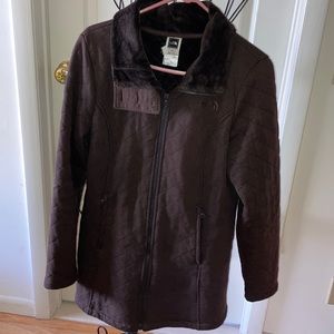 The North Face Caroluna brown fleece jacket car coat Large